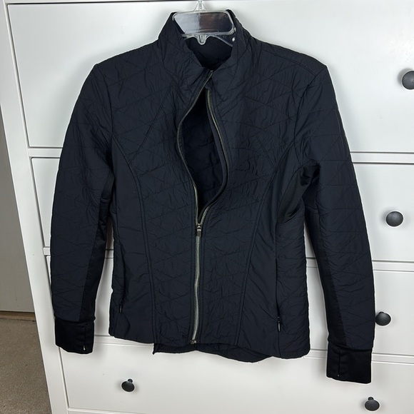 Athleta Black Quilted Zip Up Light Puffer Jacket - M - Picture 1 of 12